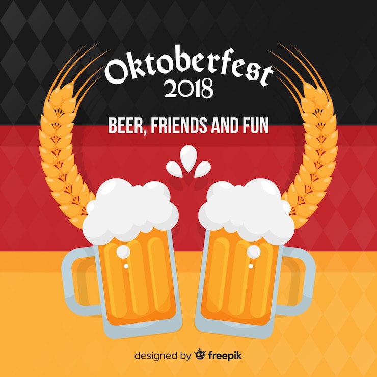 Vettore gratuito composizione classica oktoberfest con design piatto