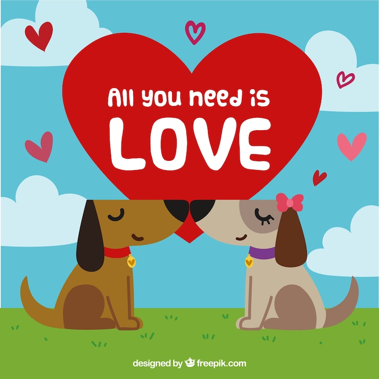 Vettore gratuito composizione d'amore con cani carini