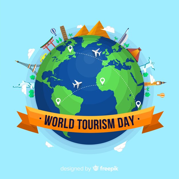 Composizione del giorno moderno turismo mondiale con design piatto