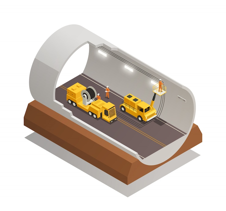 Vettore gratuito composizione della costruzione del tunnel
