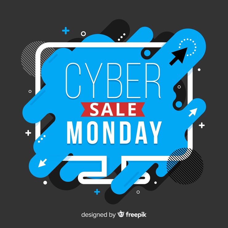 Vettore gratuito composizione di cyber lunedì con design piatto