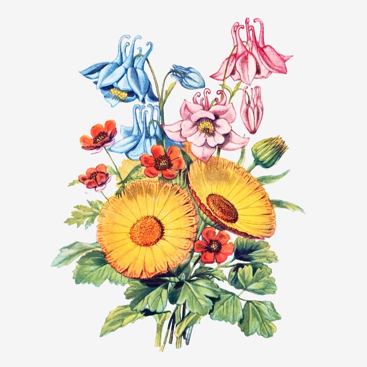 Vettore gratuito composizione di fiori vintage