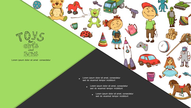 Vettore gratuito composizione di giocattoli per bambini disegnati a mano