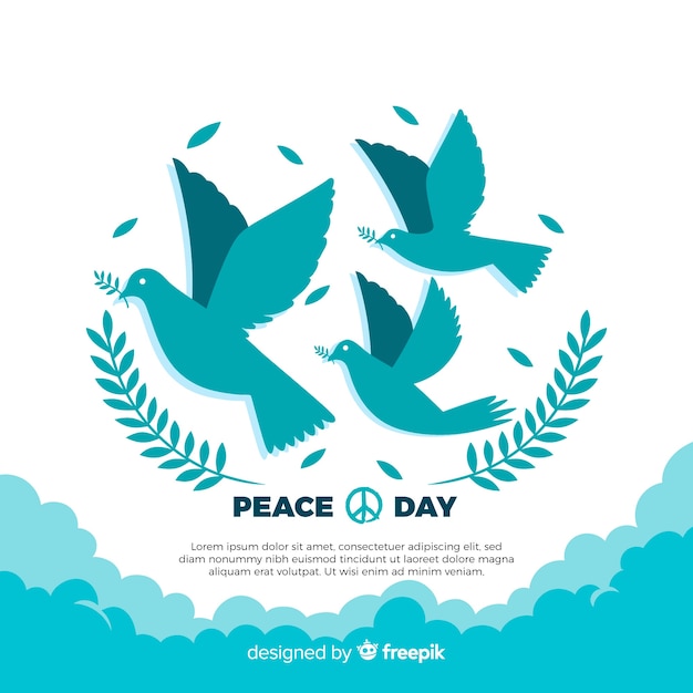 Composizione di giorno di pace disegnato a mano con bella colomba