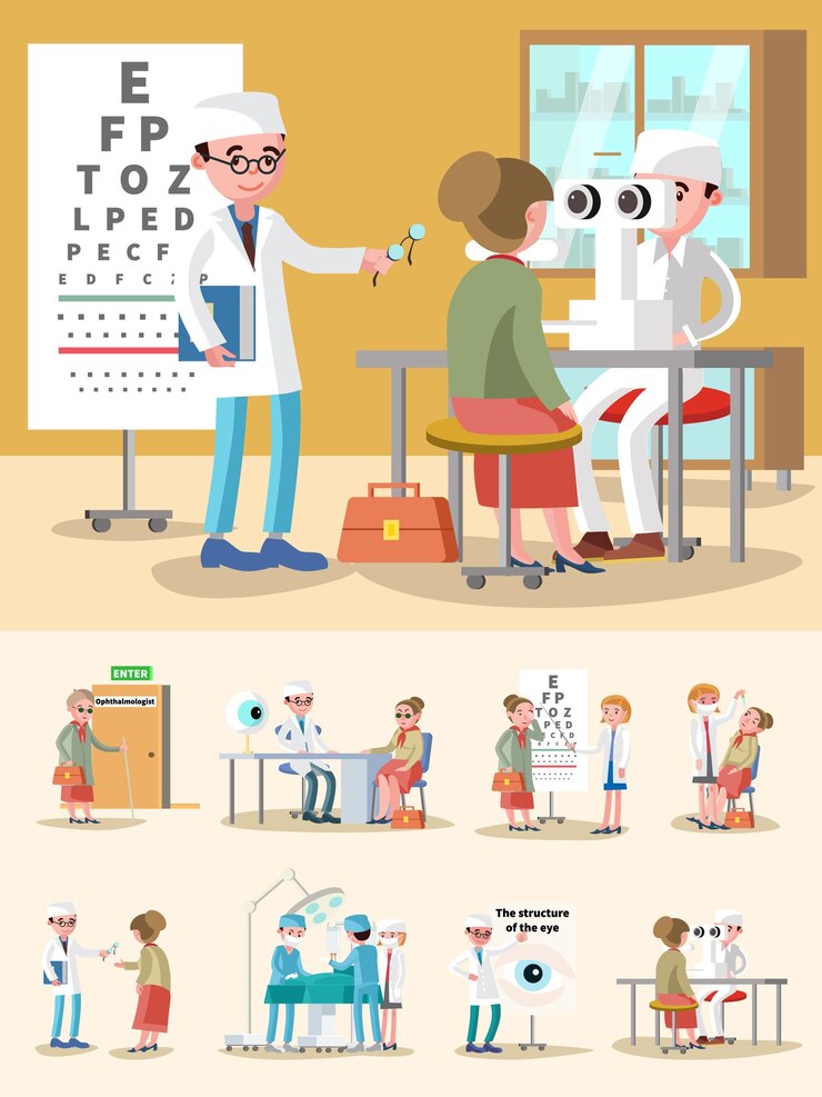 Vettore gratuito composizione di oftalmologia trattamento medico