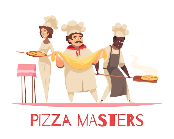 Vettore gratuito composizione di pizza da cucina professionale