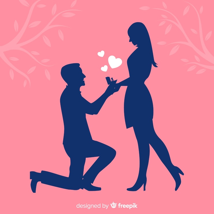 Vettore gratuito composizione di proposta di matrimonio con stile di silhouette