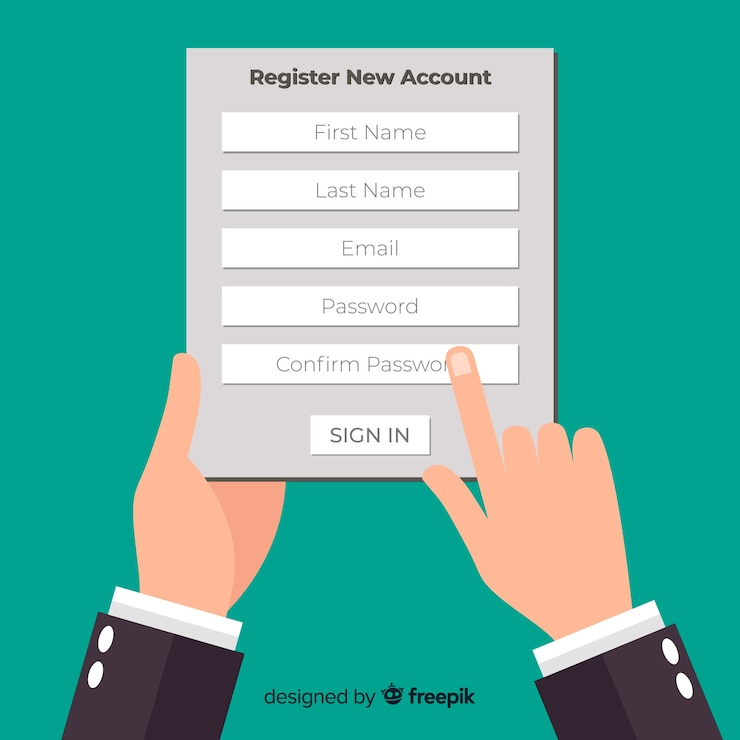 Vettore gratuito composizione di registrazione online moderna