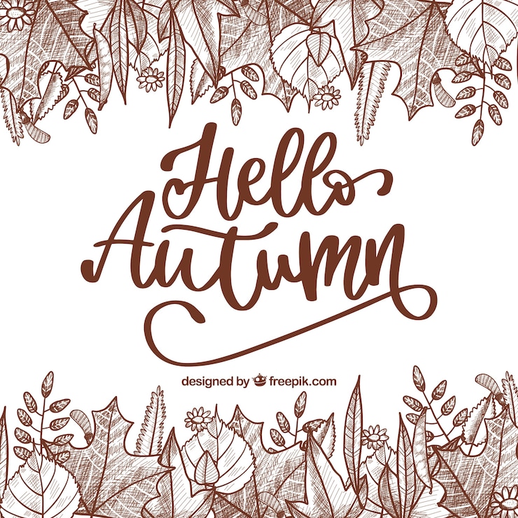 Vettore gratuito composizione elegante lettering autunno ciao