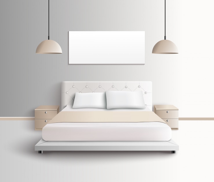 Vettore gratuito composizione interna camera da letto moderna