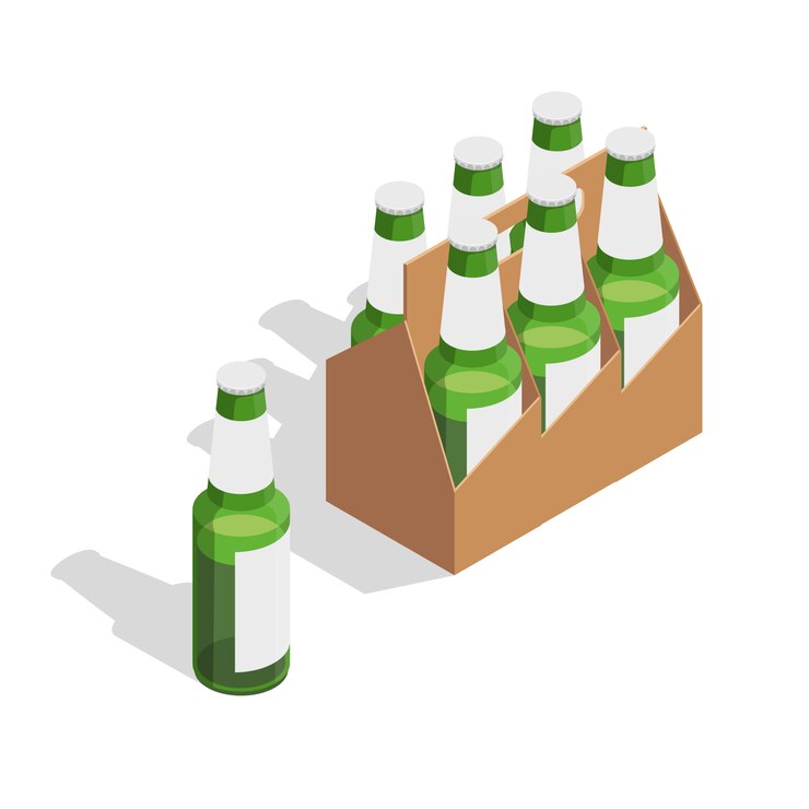 Vettore gratuito composizione isometrica del pacco di birra