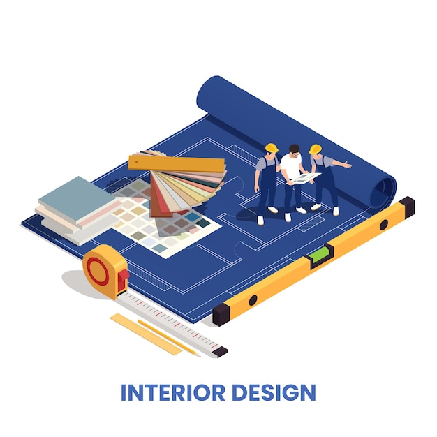 Composizione isometrica di interior designer