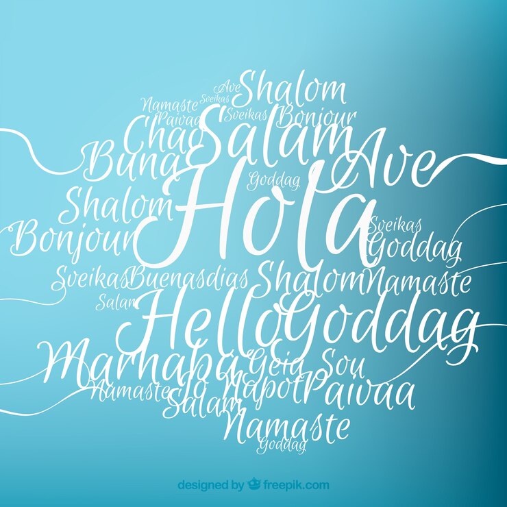 Vettore gratuito composizione linguistica con design piatto