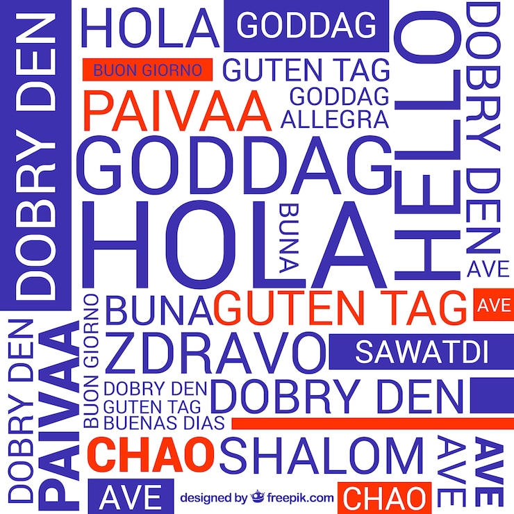 Vettore gratuito composizione linguistica con design piatto