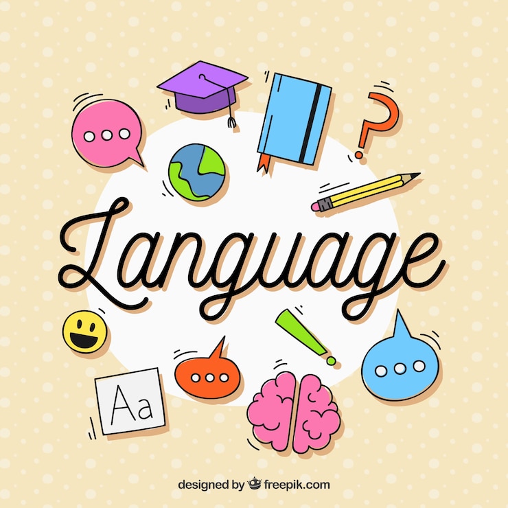 Vettore gratuito composizione linguistica con design piatto