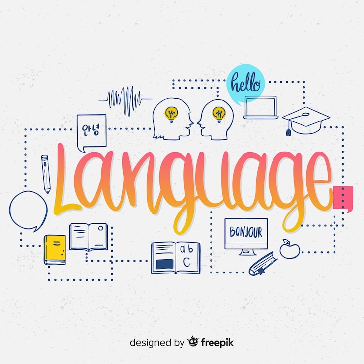 Vettore gratuito composizione linguistica con design piatto