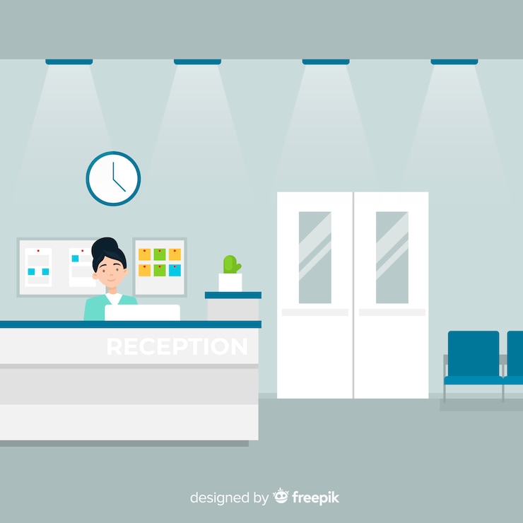 Vettore gratuito composizione moderna reception con design piatto