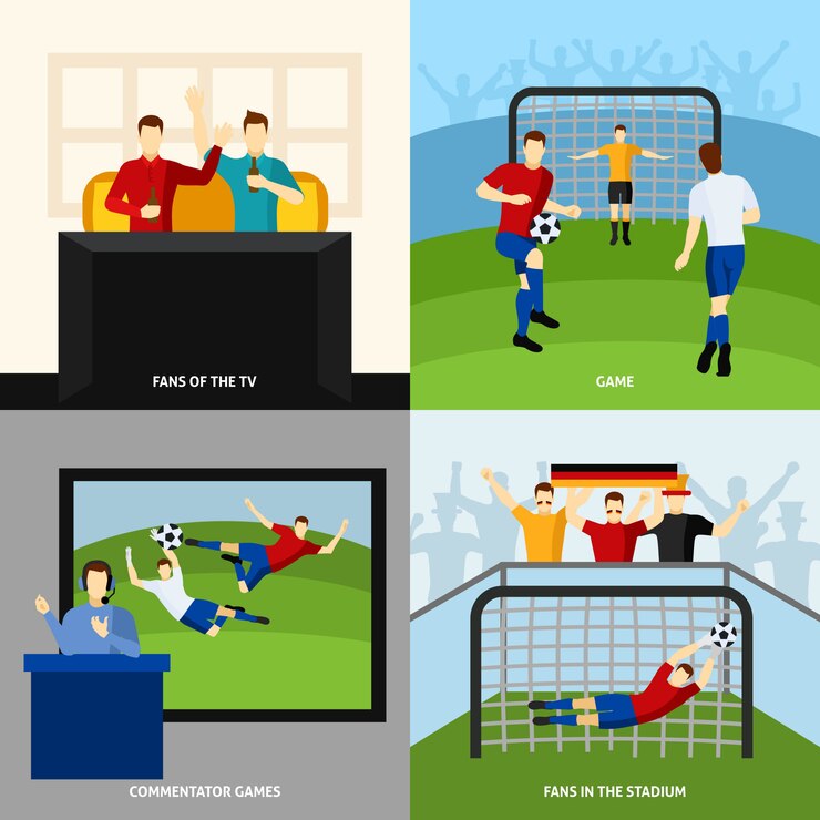 Vettore gratuito composizione quadrata delle icone piane di calcio 4