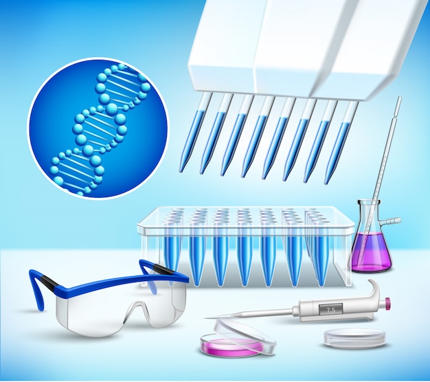 Composizione realistica in vetreria per laboratorio