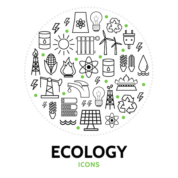 composizione rotonda con elementi di ecologia