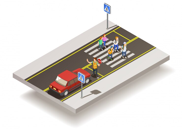 Vettore gratuito composizione stradale di zebra crossing