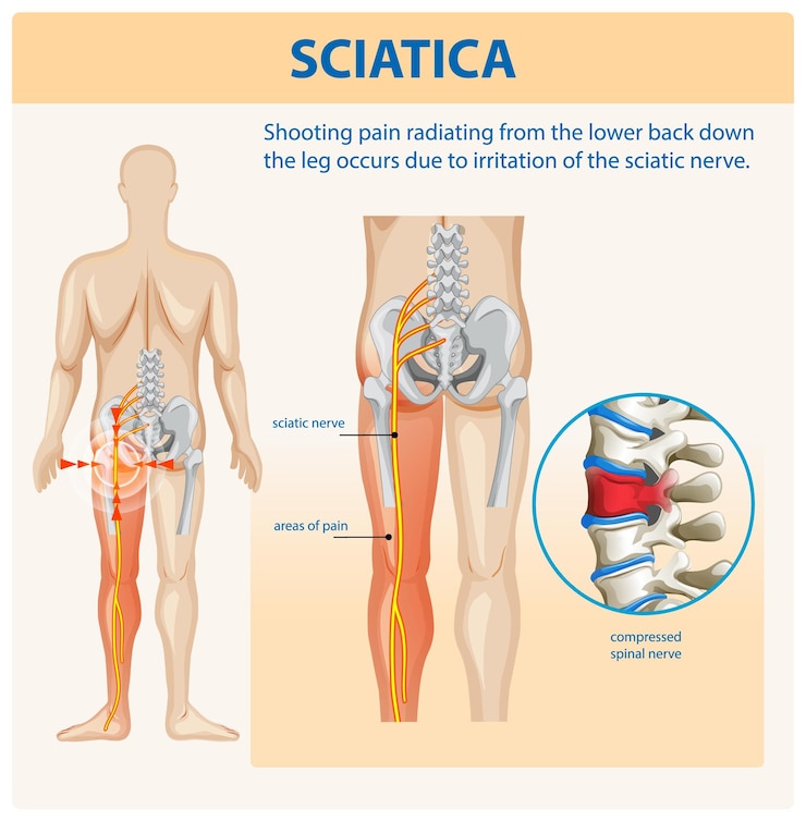 Vettore gratuito comprendere la sciatica e i suoi sintomi