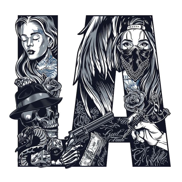 Vettore gratuito concept di tatuaggio chicano vintage