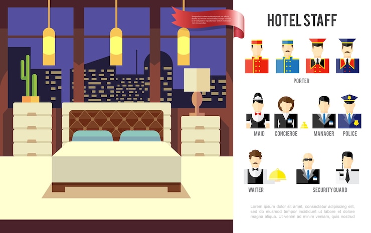 Vettore gratuito concetto colorato hotel piatto