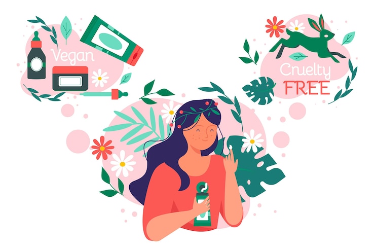 Vettore gratuito concetto cruelty free e vegano disegnato a mano