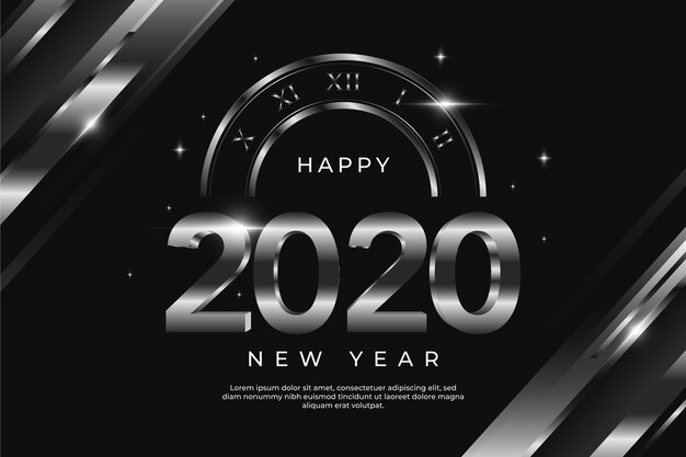 Concetto d'argento del nuovo anno 2020 del fondo