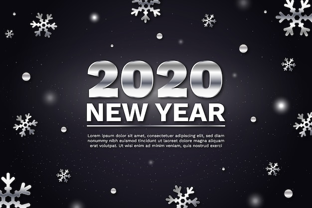 Concetto d'argento del nuovo anno 2020 del fondo
