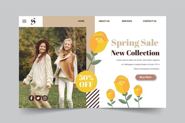Concetto della pagina di destinazione di sconto di vendita della primavera