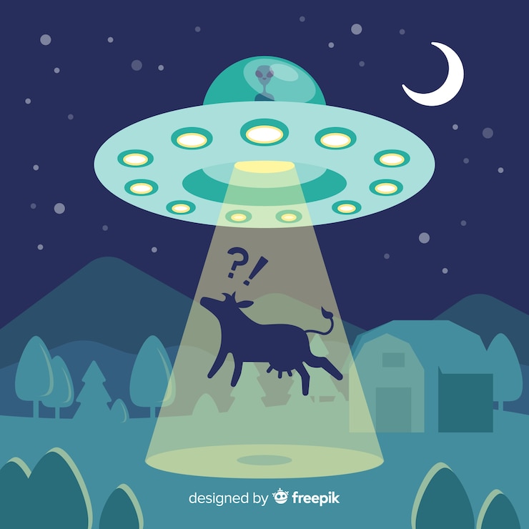 Vettore gratuito concetto di abduction colorato ufo con design piatto