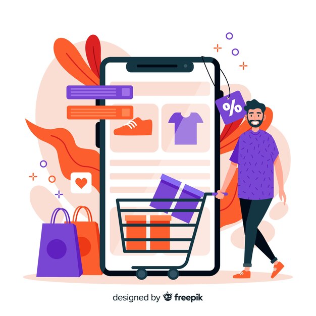 Concetto di acquisto online per la pagina di destinazione