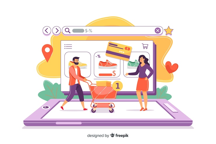 Vettore gratuito concetto di acquisto online per la pagina di destinazione