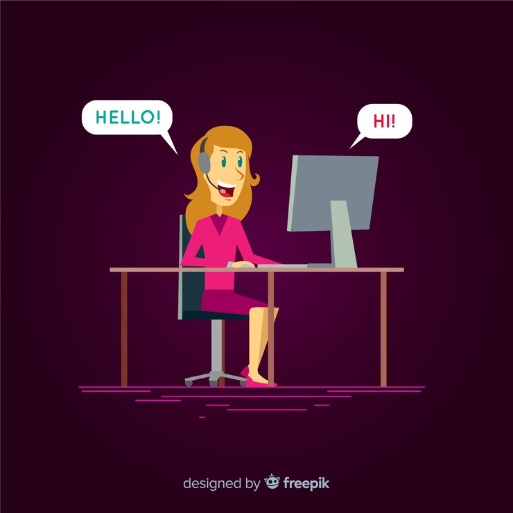 Vettore gratuito concetto di agente femminile call center