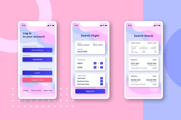 Concetto di app di prenotazione viaggi