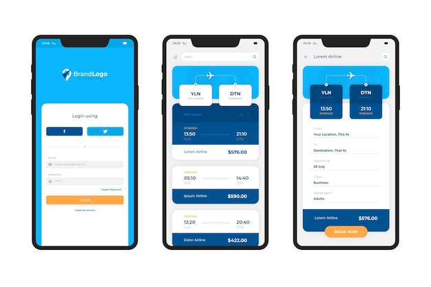 Concetto di app di prenotazione viaggi
