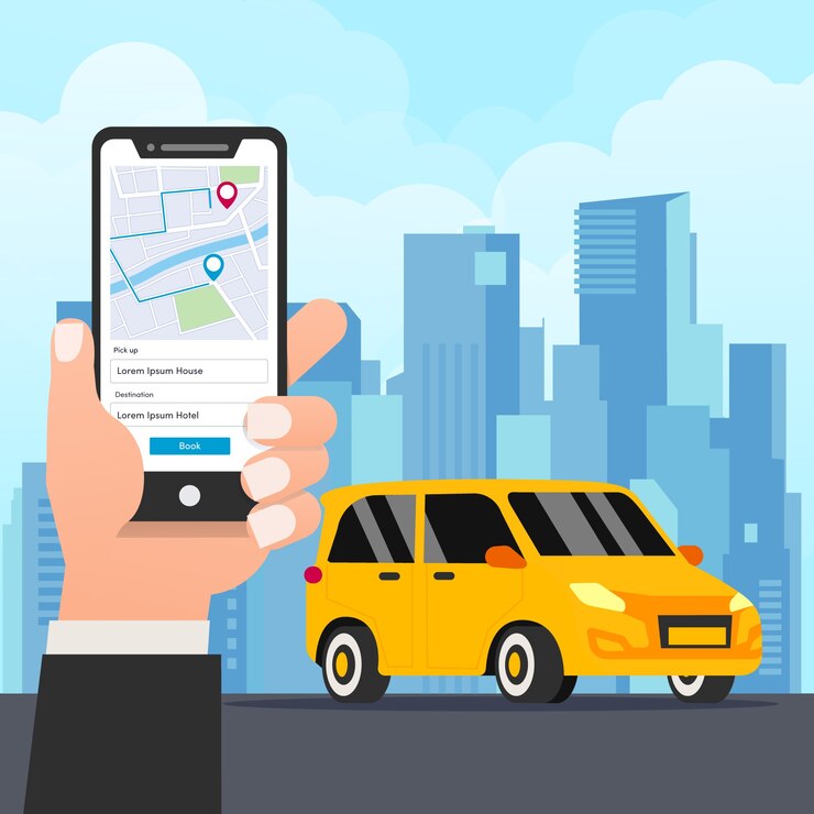 Vettore gratuito concetto di app di taxi