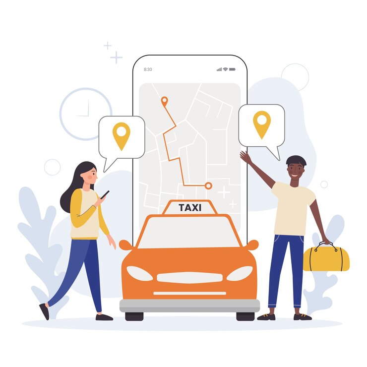 Vettore gratuito concetto di app di taxi