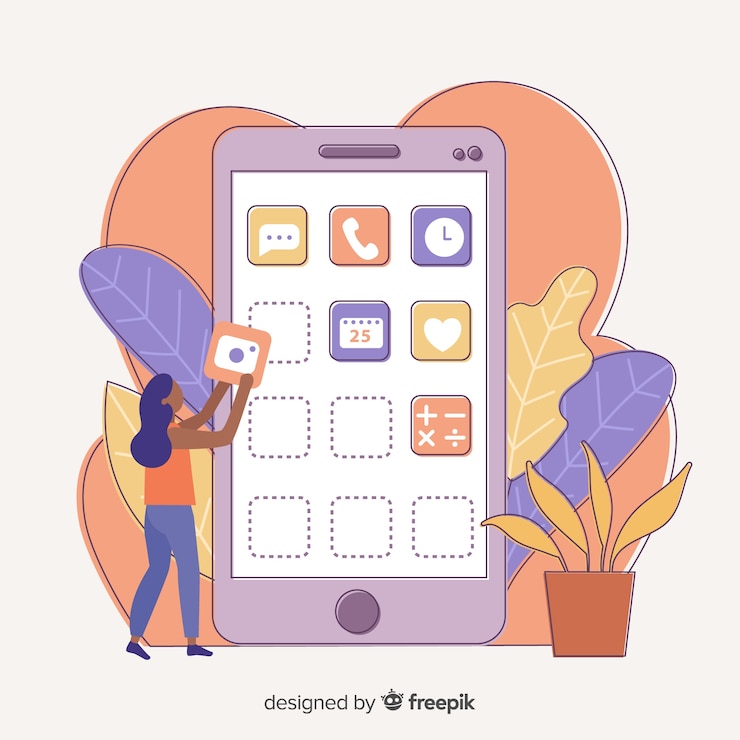 Vettore gratuito concetto di app mobili per landing page