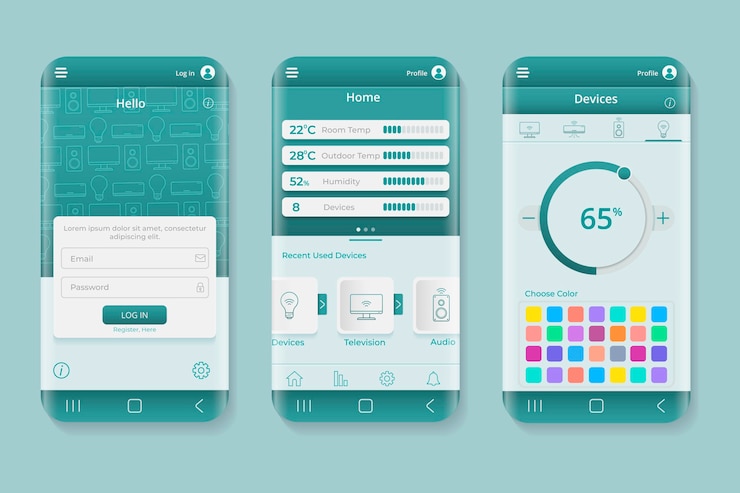 Vettore gratuito concetto di app per la casa intelligente