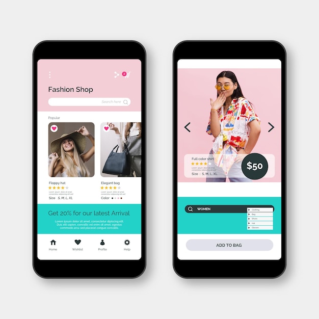Concetto di app per lo shopping di moda