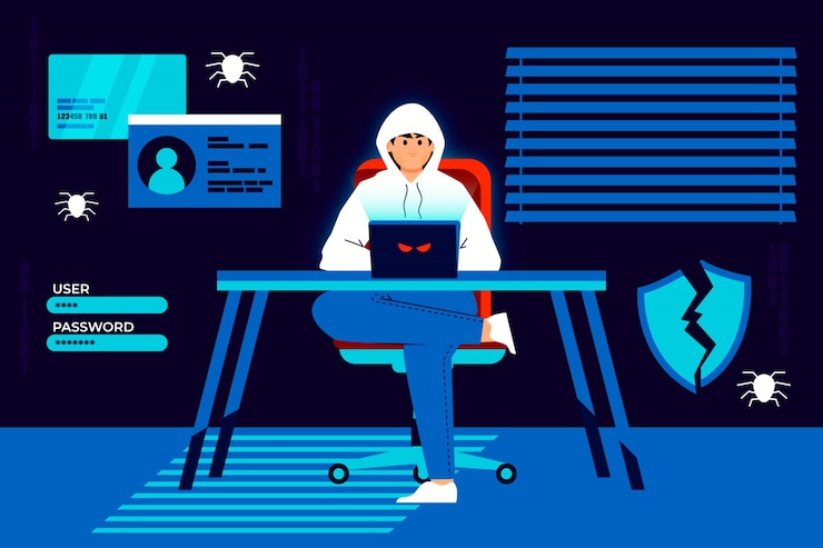 Vettore gratuito concetto di attività di hacker