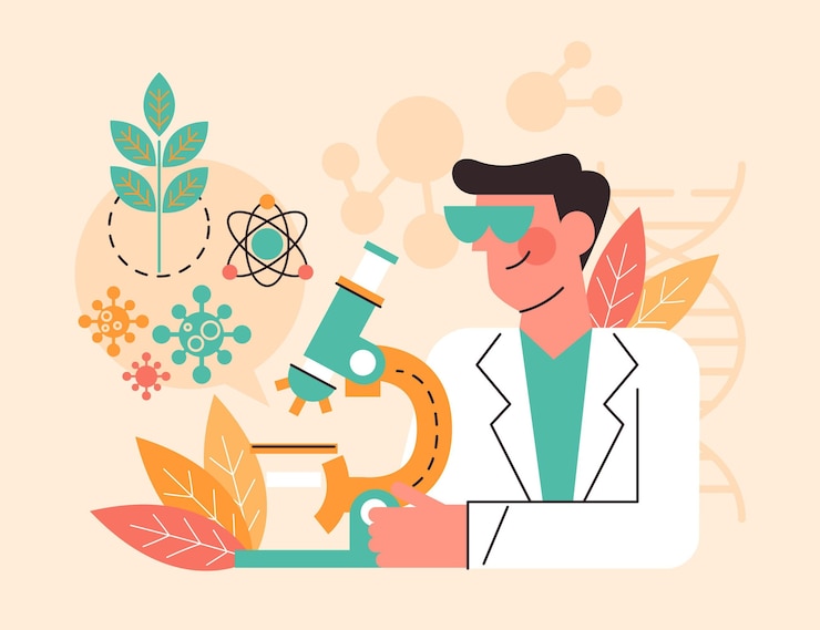 Vettore gratuito concetto di biotecnologia piatta