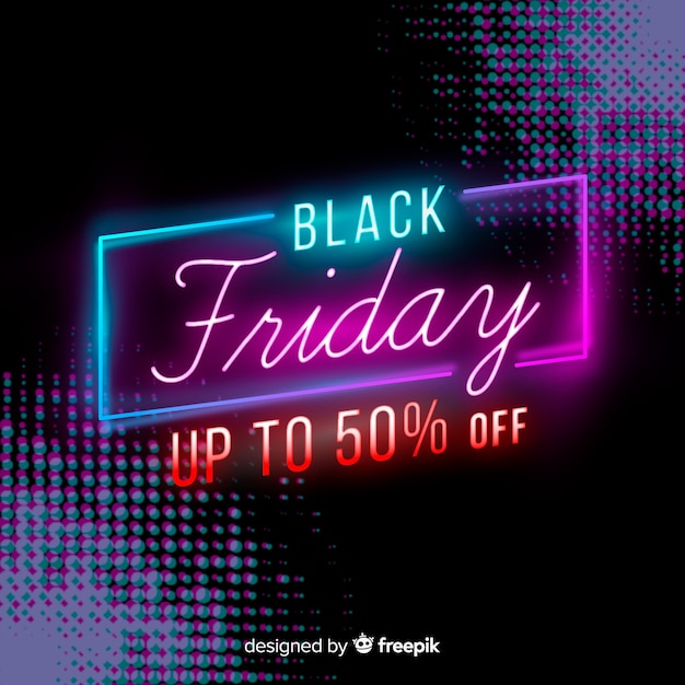 Concetto di Black Friday con design al neon