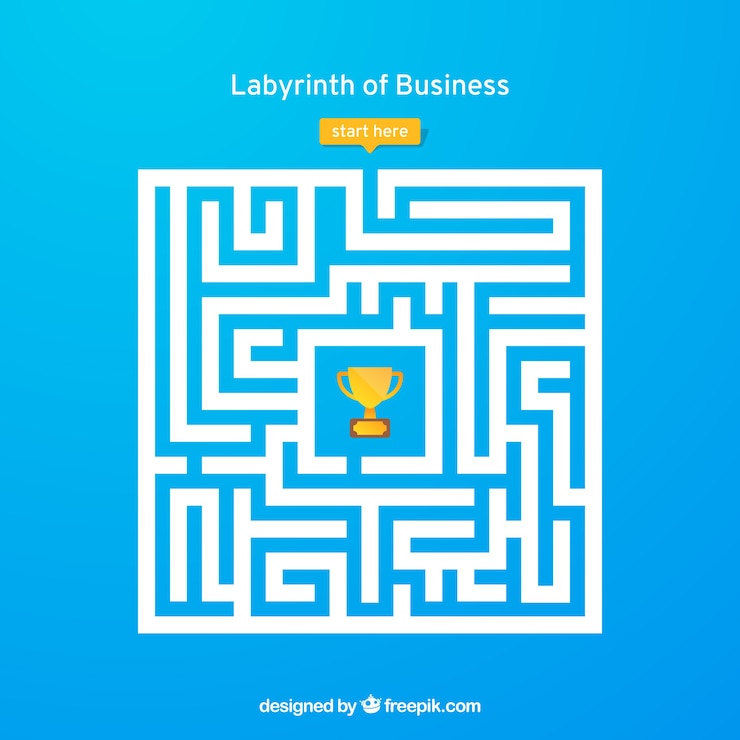 Vettore gratuito concetto di business con labirinto e lavoratore