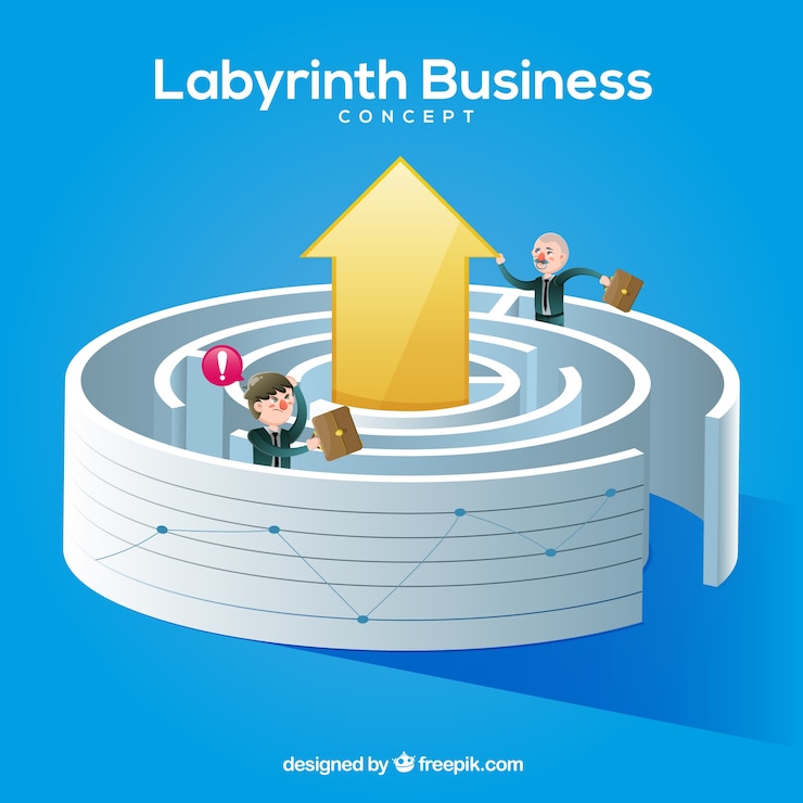 Vettore gratuito concetto di business piatto con labirinto