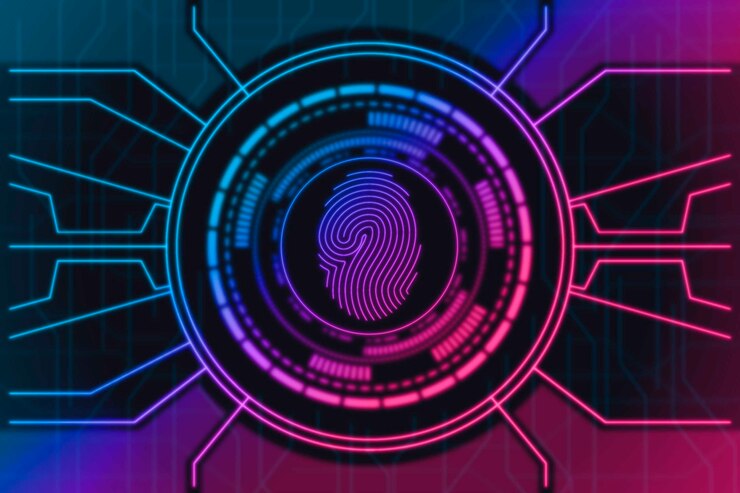 Vettore gratuito concetto di carta da parati al neon dell'impronta digitale