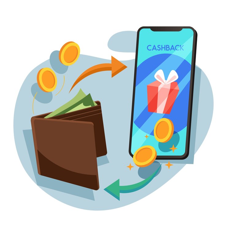 Vettore gratuito concetto di cashback con smartphone